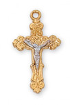 Gold over Sterling silver Tutone crucifix with Brite