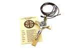 St. Benedict Crucifix with Oval St. Benedict Medal, Comes with Cord and Booklet Explaining the St. Benedict Medal (Gold-tone)