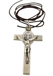 St. Benedict Crucifix with Oval St. Benedict Medal, Comes with Cord and Booklet Explaining the St. Benedict Medal (Silver-tone)