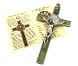 St. Benedict Wall Crucifix with Colored Enamel and Booklet Explaining the St. Benedict Medal (Luminous (Glows in the Dark!))