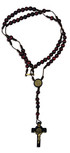 Wood St. Benedict Rosary Necklace with Clasp (Cherry)