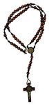 Wood St. Benedict Rosary Necklace with Clasp (Walnut)