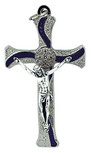 Unique Saint Benedict Cross Pendant with Colored Enamel (Silver-Blue) Trinity Church Supply