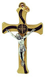 Unique Saint Benedict Cross Pendant with Colored Enamel (Gold-Brown)