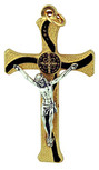 Unique Saint Benedict Cross Pendant with Colored Enamel (Gold-Black)