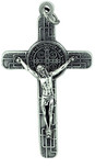 Saint Benedict Cross Pendant with Cord for Neck Wear (Silver-Tone)