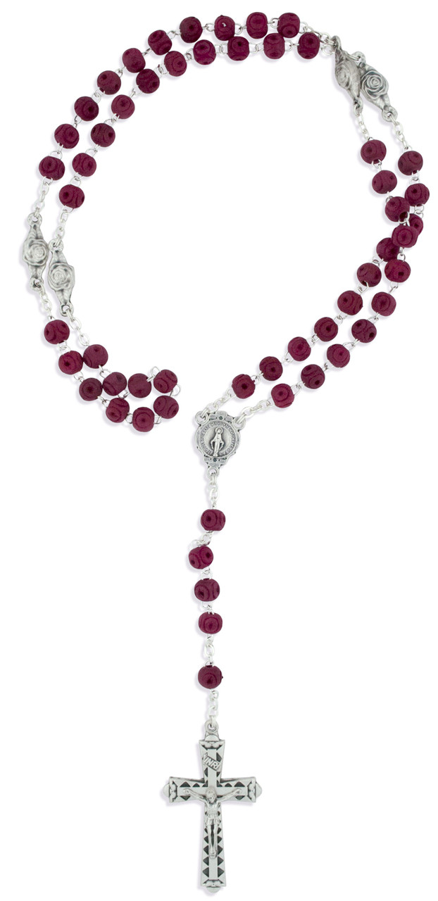 Rose Scented Rosary with Wood Beads Trinity Church Supply