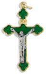 1.5" Latin-Style Crucifix with Colored Enamel and Gold Trim