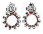 Saint Benedict Rosary Ring with Red Enamel Accents