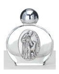Small Glass Holy Water Bottle with Saint Medal