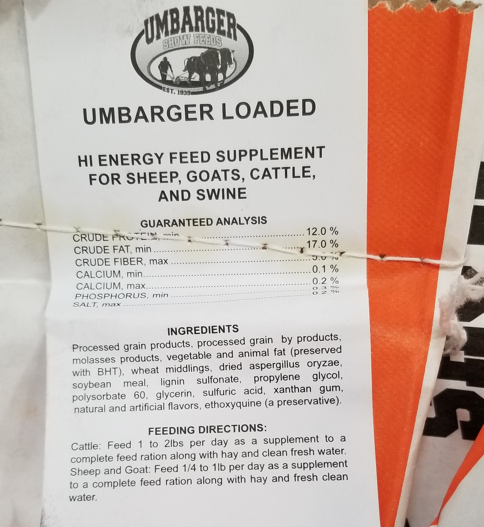 Umbarger "LOADED" Show Feed for Sheep, Goats, Swine and Cattle, 50 lb