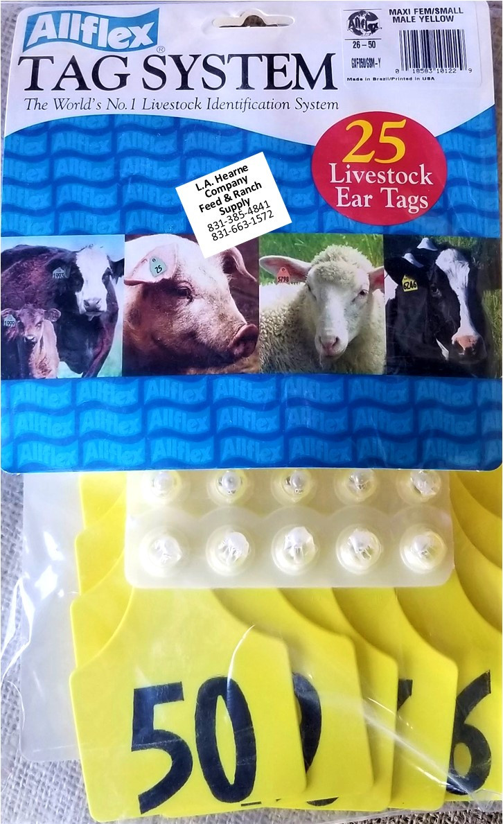 ALLFLEX Yellow Fem/Male Sheep Tags 25 package 851-875 Numbered 
