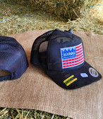 Ball Cap, KING Camo with Mesh and Flag Logo Patch (adjustable snap back)