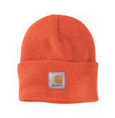 Beanie, Carhartt Knit Cuffed Beanie/Watch Hat (Bright Florescent Orange A18-BOG) Stretchy...one Size Fits Adults Small Medium Large