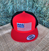 Ball Cap, KING Ball RED solid/ Black Mesh Flag (snap-back adjustable)