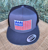 Ball Cap, KING Summer Solid Gray and Black Mesh, with Flag (snap-back adjustable)
