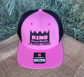 Ball Cap, KING Summer Hot Pink and Black Mesh (adjustable snapback)