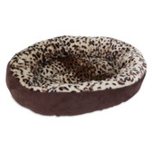 Pet Bed, Aspen Round Plush Leopard Print, Small Petite Size