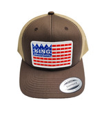 King Trucker Ball Cap, Brown with Tan Mesh, Patch, #17