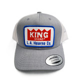 King Trucker Ball Cap, Light Gray with White Mesh, Patch, #19
