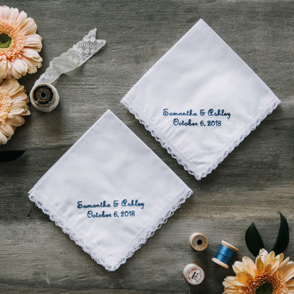 Wedding Handkerchiefs Personalized Embroidery Men S Her Wedding Handkerchiefs