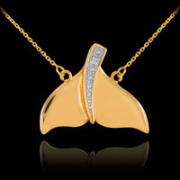 14k Gold Diamond Whale Tail Necklace