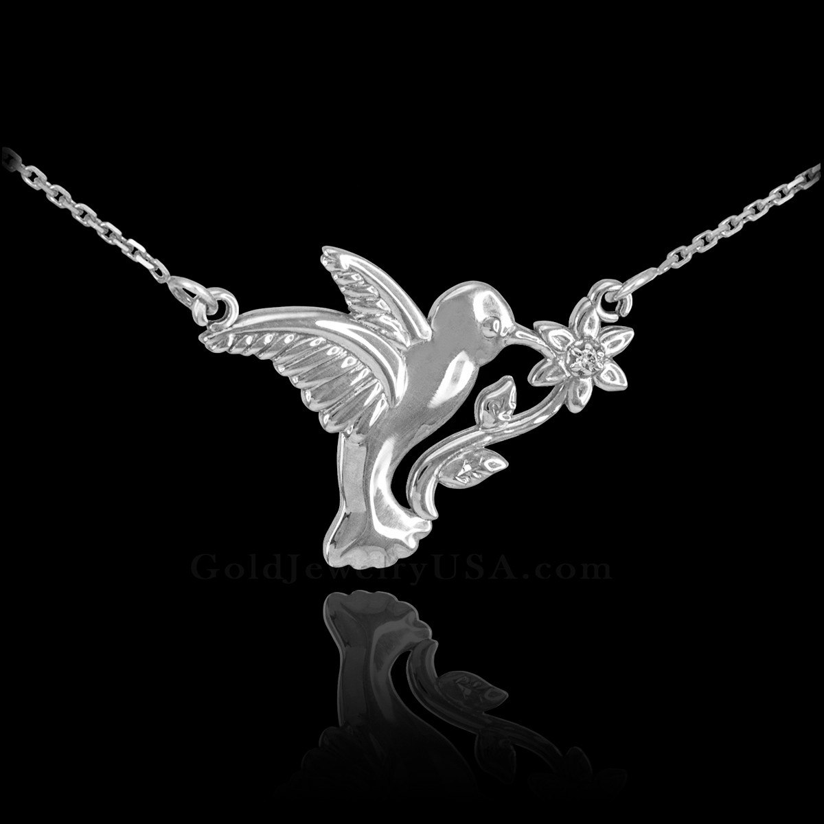 14k Gold & Diamond Hummingbird Wing Necklace | Uncommon Goods