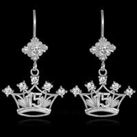 White Gold Quinceanera CZ Earrings