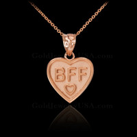 Rose Gold BFF Heart Pendant Necklace