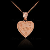 Rose Gold 'Mom' Heart Pendant Necklace