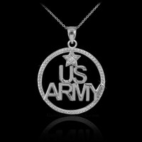 White Gold US Army Diamond Necklace