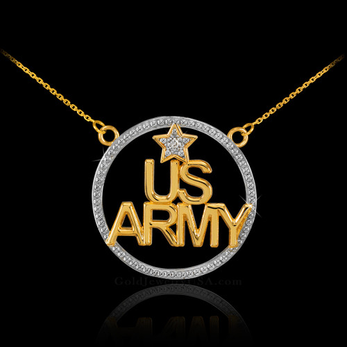 14k gold US Army diamond necklace