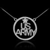 14K White Gold US Army Diamond Necklace