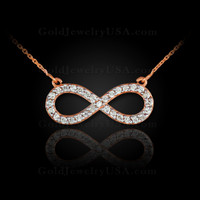 Rose gold diamond infinity necklace
