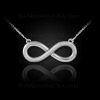 White gold half-satin matte finish infinity necklace