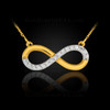 Polished gold infinity necklace with 16 diamonds