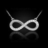 white gold infinity necklace with diamonds