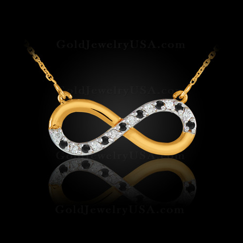 Gold Infinity Necklace with black diamonds