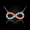 Rose Gold infinity necklace with emerald.