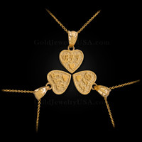 3pc Gold 'BFF' Heart Charm Necklace Set
