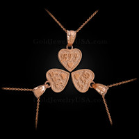 3pc Rose Gold 'BFF' Heart Charm Necklace Set