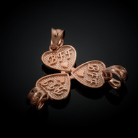 3pc Rose Gold 'BFF' Heart Charm Set