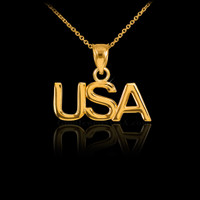 Gold USA Pendant Necklace