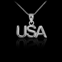 White Gold USA Pendant Necklace