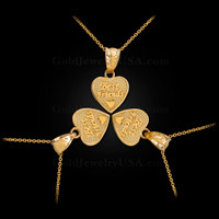 3pc Gold 'Best Friends' Heart Charm Necklace Set