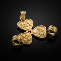 3pc Gold 'Best Friends' Heart Charm Set