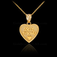 3pc Gold 'Best Friends' Heart Charm Necklace