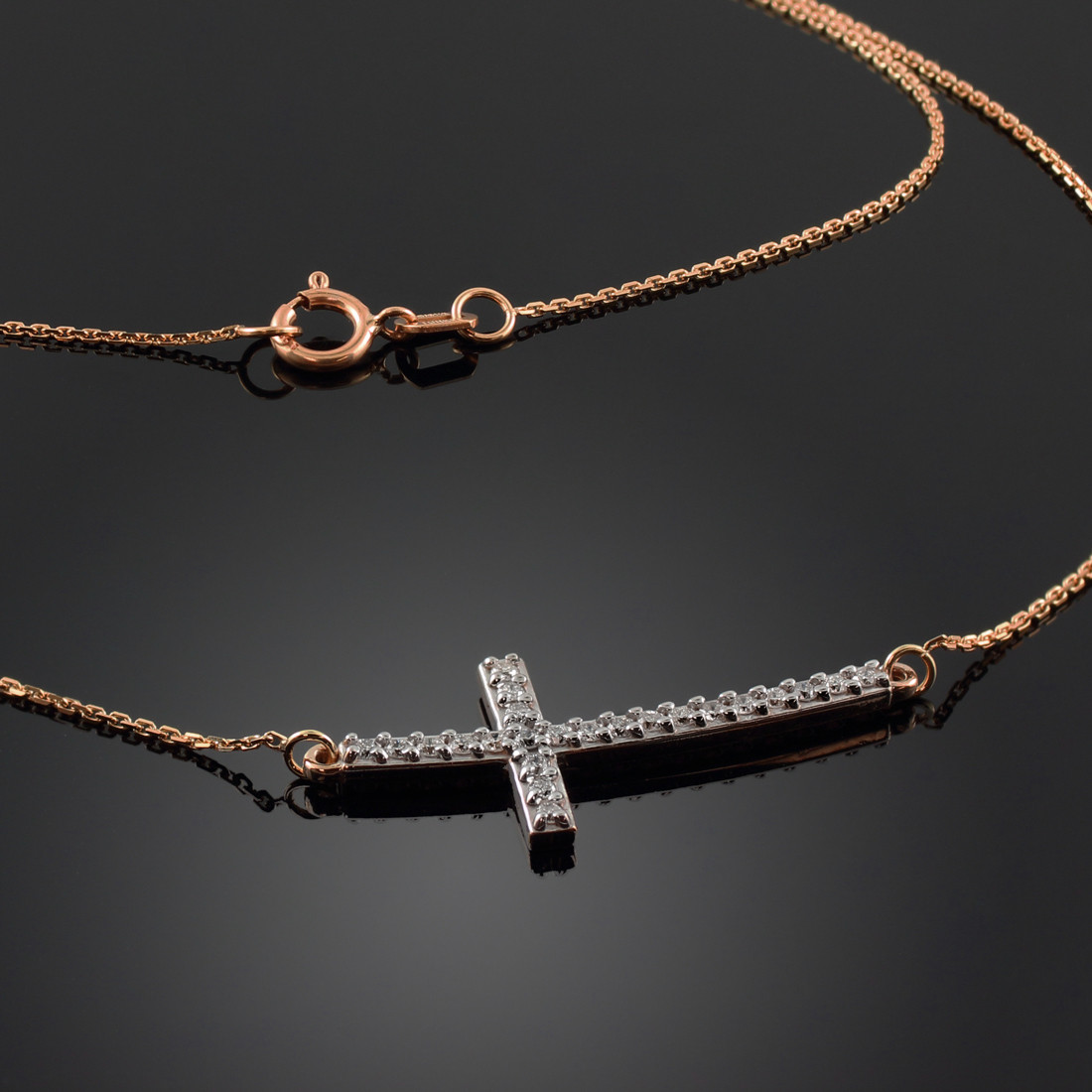 Diamond Sideways Cross Necklace | nazariandiamonds