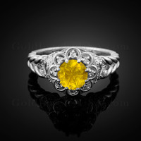 white gold citrine gemstone ring