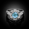 White Gold Aquamarine Gemstone Engagement Ring with Diamond Setting.